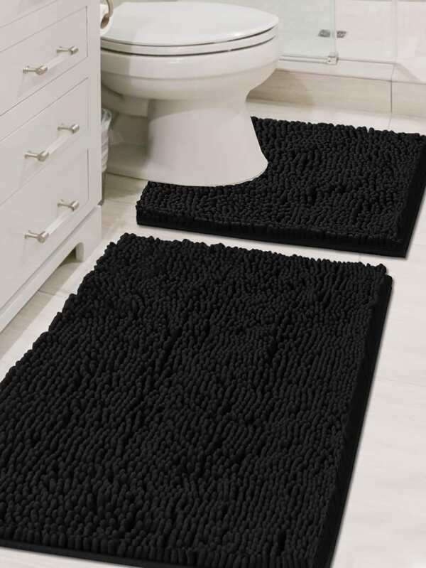 1pc Simple Soft & Skin-Friendly Chenille Bath Mat With Water Absorption And Anti-Slip Function, Suitable For Bathroom And Room Decoration Home Bathroom Decor Bath Rug Floor Carpet Outdoor Rug Door Mat Fall Decor Bathroom Accessories Back To School