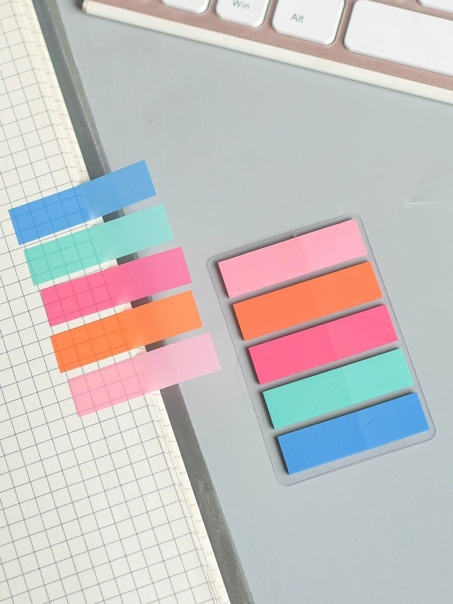 100pcs Fluorescent Strip Shaped Sticky Note, Memo Indexing Stationery For Better Organization, 1 Out Of N - Orange - View 1