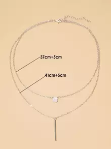VKME 幾何吊墜多層次項鍊 - 銀色 - 查看 5