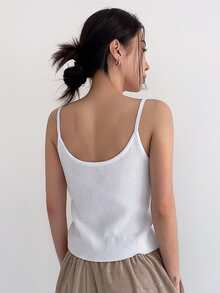 DAZY Solid Ribbed Cami Knit Top - White - View 2