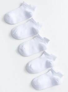 5雙兒童素色短襪 - 白色 - 查看 1