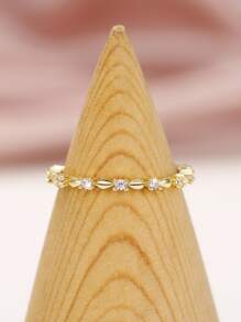 1枚优雅立方氧化锆戒指，女士情人节礼物，结婚订婚首饰，送给妈妈的礼物，母亲节礼物 - 金黃色 - 查看 5