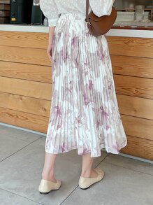 DAZY High Waist Floral Print Pleated Skirt - Multicolor - View 2