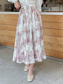 DAZY High Waist Floral Print Pleated Skirt - Multicolor - View 3
