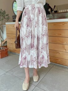 DAZY High Waist Floral Print Pleated Skirt - Multicolor - View 4