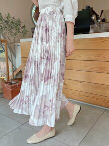 DAZY High Waist Floral Print Pleated Skirt - Multicolor - View 5