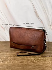 HOVI'S Mode Herren Clutch Geldbörse Geschäft Große Kapazität Clutch Handtasche Handy Tasche Doppelfach Reißverschluss Lang Geldbörse Clutch Tasche, perfektes Geschenk für Männer - Braun - Übersicht 4