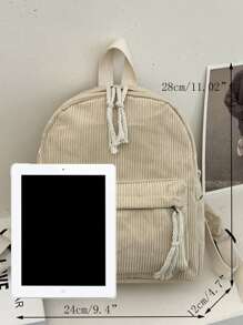 Mochila Clássica de Corduroy com Grafismo de Letras, Mochila Mini Feminina, Mochilas de Corduroy para Meninas, Mochila Retro para Viagem, Mochila Escolar para Graduados, Adolescentes, Calouros(as), Segundo Ano, Terceiro Ano, Quarto Ano do Ensino Médio e Universitários(as), Mochila Escolar, Compartimento para Notebook, Portátil, para Estudantes Universitárias, do Ensino Fundamental, Médio e Superior, Trabalho, Negócios, Caminho do trabalho, Externo, Viagens, Passeios.