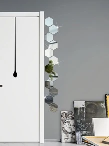 12入組鏡面牆貼六角牆藝術貼紙DIY家居裝飾亞克力瓷磚貼紙