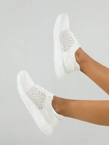 Cuccoo Lace-up Decor Sneakers - White - View 2