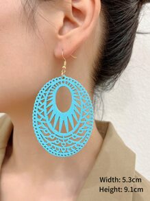 Hoa tai hình bầu dục rỗng - Màu xanh lam - Xem 3