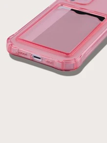 Clear Card Slot Phone Case Compatible With IPhone 11,IPhone 13,IPhone 14 Pro Max - Coral Pink - View 3