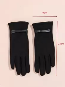 1pair Simple Warm Winter black Gloves - Black - View 3