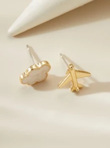 Thiết kế đám mây & máy bay Hoa tai đinh tán không khớp - Vàng - Xem 2