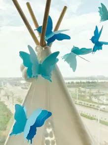 1入組蝴蝶設計紙懸掛花環 - 藍色 - 查看 3