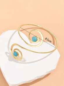 綠松石裝飾螺旋臂環 - 金黃色 - 查看 3