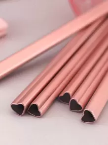 1 件不锈钢心形吸管，创意浪漫粉色吸管，适合日常、厨房、圣诞礼物、学校用品 - 粉色 - 查看 2