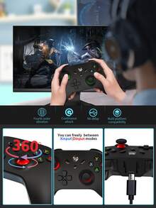 極簡風格有線PC遊戲控制器 - 黑色 - 查看 4