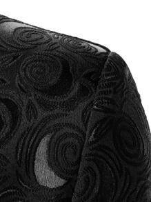 Manfinity AFTRDRK Men Contrast Panel Shawl Collar Jacquard Single Button Blazer - Black - View 4