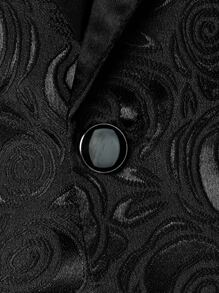 Manfinity AFTRDRK Men Contrast Panel Shawl Collar Jacquard Single Button Blazer - Black - View 6