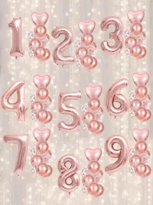 11 件/套数字和心形气球，玫瑰金铝制气球，适合生日周年派对、圣诞节 - 玫瑰金 - 查看 2