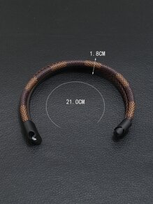 Pulsera trenzada de poliuretano PU para hombres de moda y popular para regalo de joyería y para una apariencia elegante - Café integral - Ver 4