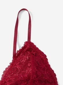 Seduluxe 3pack Floral Lace Bow Front Thong Garter Lingerie Set Bow Tie