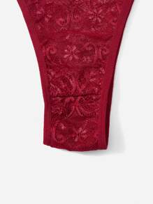 Seduluxe 3pack Floral Lace Bow Front Thong Garter Lingerie Set Bow Tie