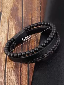 Men Braided & Beaded Layered Bracelet