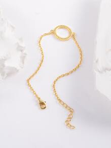 方晶鋯石圓圈裝飾手環 - 金黃色 - 查看 2