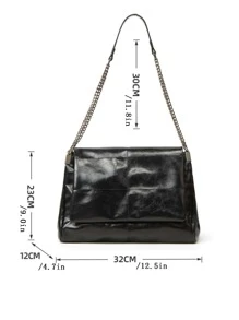 Minimalist Square Bag Medium Flap Black, Eye-Catching Work Bags For Women