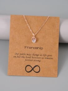 Cubic Zirconia Heart Charm Necklace