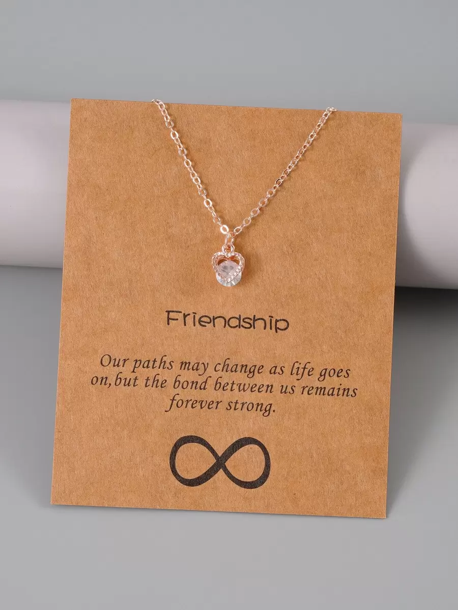 Cubic Zirconia Heart Charm Necklace