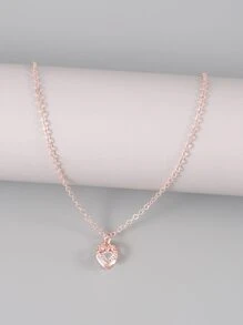Cubic Zirconia Heart Charm Necklace