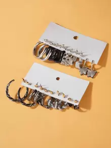 10對蝴蝶和仿珍珠裝飾耳環 - 槍黑色 - 查看 4