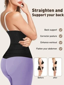 Sports Synthetic Rubber Belt Shapewear Waist Trainer Corset - Black - View 4