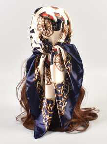 1 pieza Pañuelo con diseño de carroza, elegante y clásico para usar en la cabeza en exteriores en cualquier estación, ideal para vestir tu look en Halloween - Multicolor - Ver 2