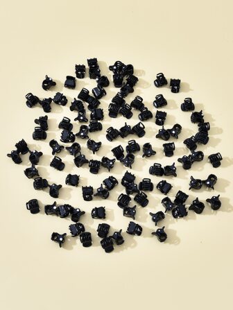 100 件黑色迷你实心发夹，用于头发装饰休闲爪夹发夹发夹发夹发夹接发夹，学校用品，学院秋冬发饰，适合女士度假装扮