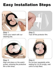 5 bucăți folie de protecție a ecranului compatibilă cu Samsung Galaxy Watch 4 cadou pentru ziua de naștere, familie, prieteni protector de ecran pentru ceas, husă de ceas, accesorii pentru ceas impermeabilă rezistentă la șocuri anti-cădere anti-cădere rezistentă la zgârieturi anti-amprentă acoperire completă