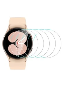 5 bucăți folie de protecție a ecranului compatibilă cu Samsung Galaxy Watch 4 cadou pentru ziua de naștere, familie, prieteni protector de ecran pentru ceas, husă de ceas, accesorii pentru ceas impermeabilă rezistentă la șocuri anti-cădere anti-cădere rezistentă la zgârieturi anti-amprentă acoperire completă
