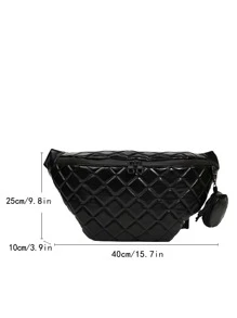 Quilted Fanny Pack With Coin Purse , Women Bag With Dime Bag