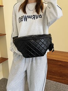 Quilted Fanny Pack With Coin Purse , Women Bag With Dime Bag