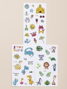 Beauty Sticker 3 hojas pegatina de tatuaje con estampado de león de dibujos animados,tatuajes maquina para tatuar tatuajes falsos