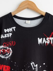 Boys Slogan & Expression Print Tee - Black - View 5