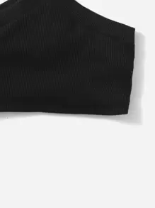 SHEIN Baby Girl Solid Ribbed Knit Halter Top - Black - View 4