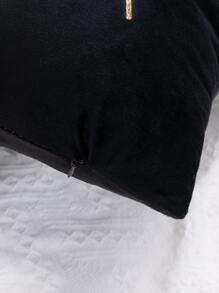 Metallic Leaf Print Cushion Cover Without Filler, Modern Throw Pillow Case, Pillow Insert Not Include, For Sofa, Home Decor - Multicolor - View 2