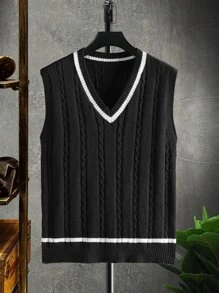 Aesthetic Post Men Knitwear màu trơn Sẵn sàng - màu đen - Xem 1