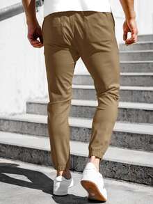 Manfinity 男士腰部抽繩束腳褲 - 摩卡棕 - 查看 2