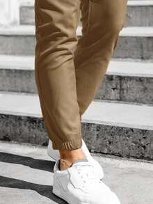 Manfinity 男士腰部抽繩束腳褲 - 摩卡棕 - 查看 5