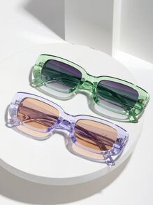 2入組情侶時尚太陽眼鏡套裝，男女款，熒光科幻非主流青年果凍色，夏日度假風格，小橢圓INS風格，Y2K帽撐，嘻哈搖滾復古小方框金屬鉸鏈補強框，度假太陽眼鏡 - 彩色 - 查看 5